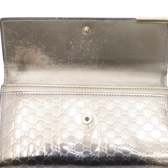 Gucci Metallic Grey Microguccissima Patent Leather Continental Wallet - Picture 7 of 16